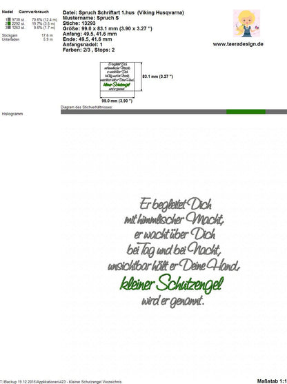 Stickdatei Spruch Kleiner Engel Nr. 423