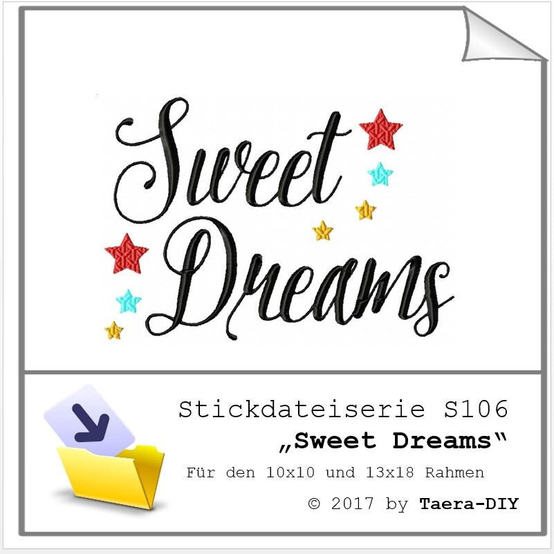 Stickdatei - Sweet Dreams S106 Spruch Kissen