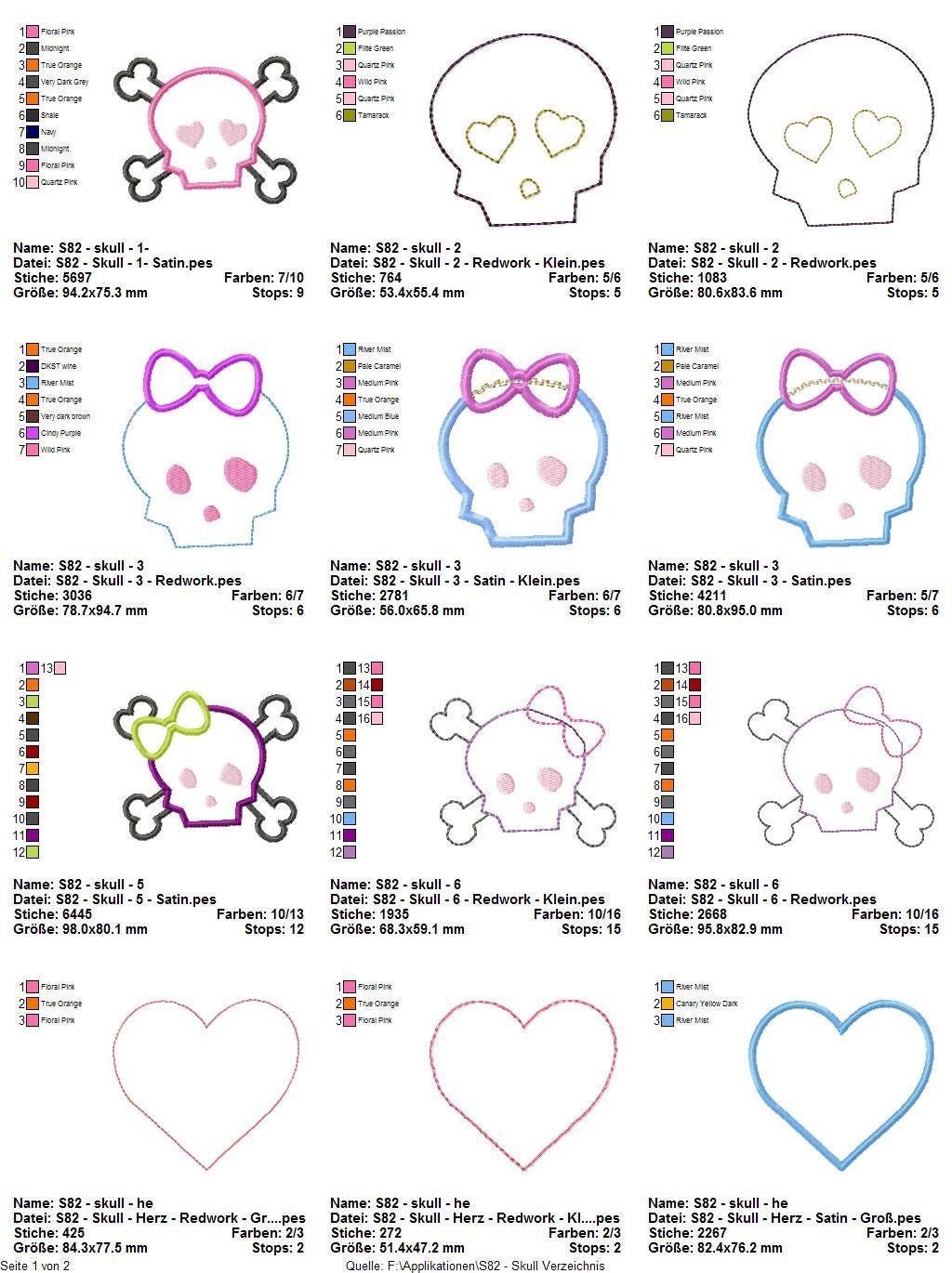 Stickdateiserie Skull S82