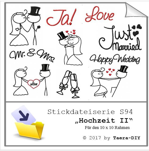 Stickdatei Stickmuster Hochzeit S85