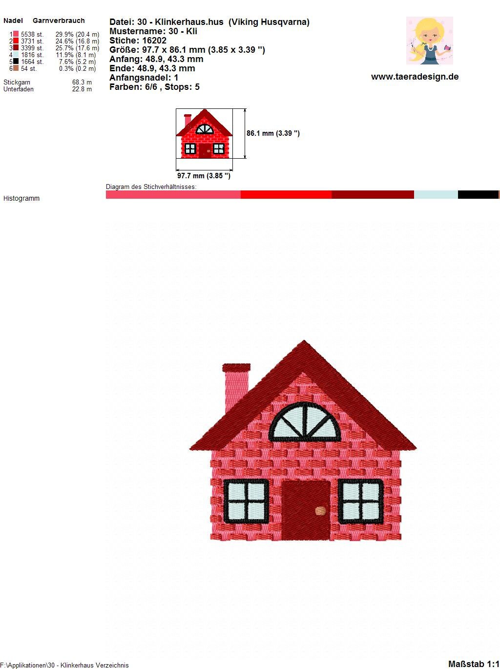 Stickdatei Klinkerhaus Nr. 30