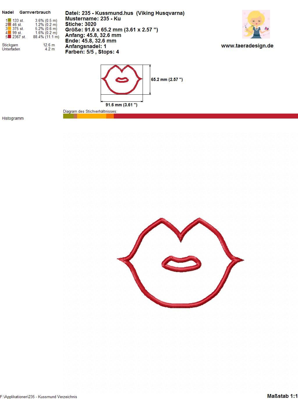 Stickdatei Lippen Nr. 235