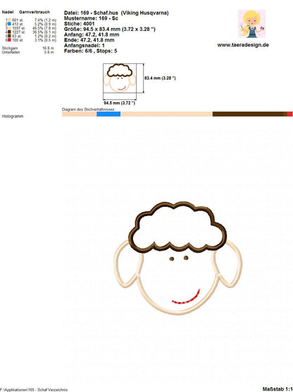 Stickdatei Applikation Schaf Nr. 169