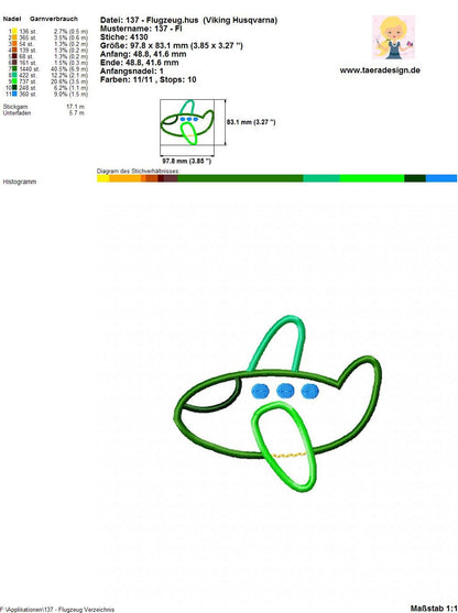 Stickdatei Flugzeug Nr. 137