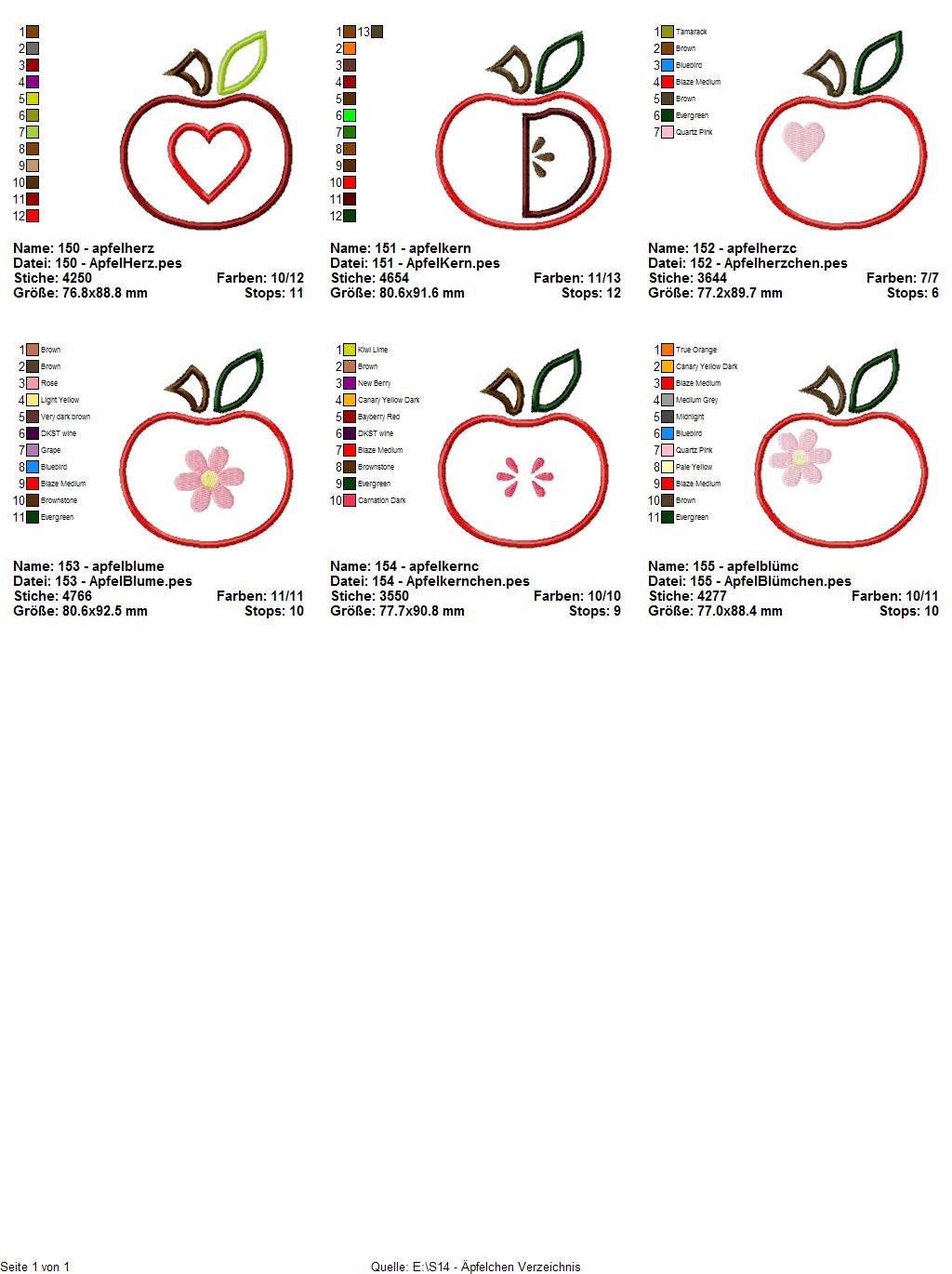 Stickdateiserie Äpfelchen