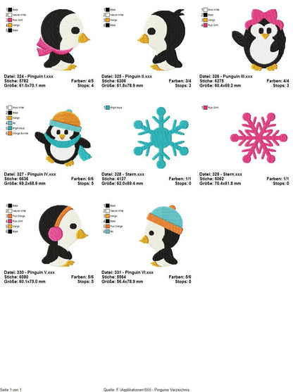Stickdateiserie S55 Pinguine