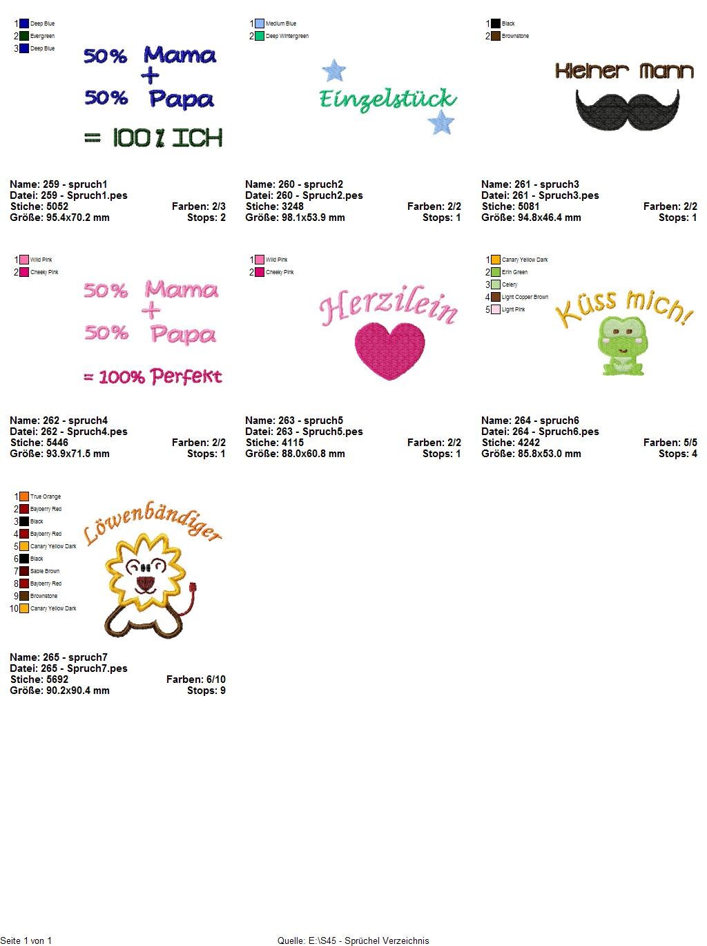 Stickdateiserie Sprüche I