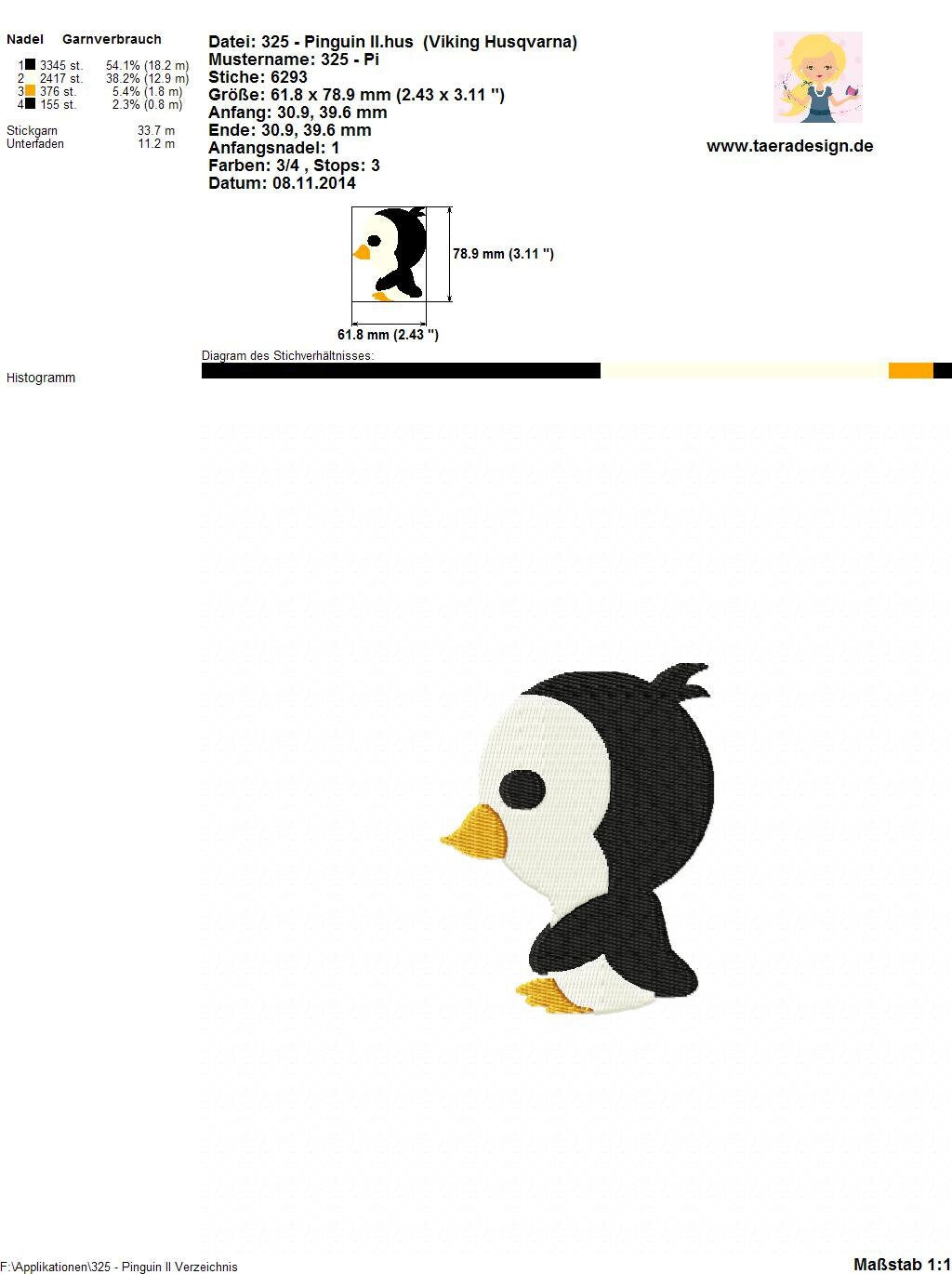 Stickdatei Pinguin Nr. 325