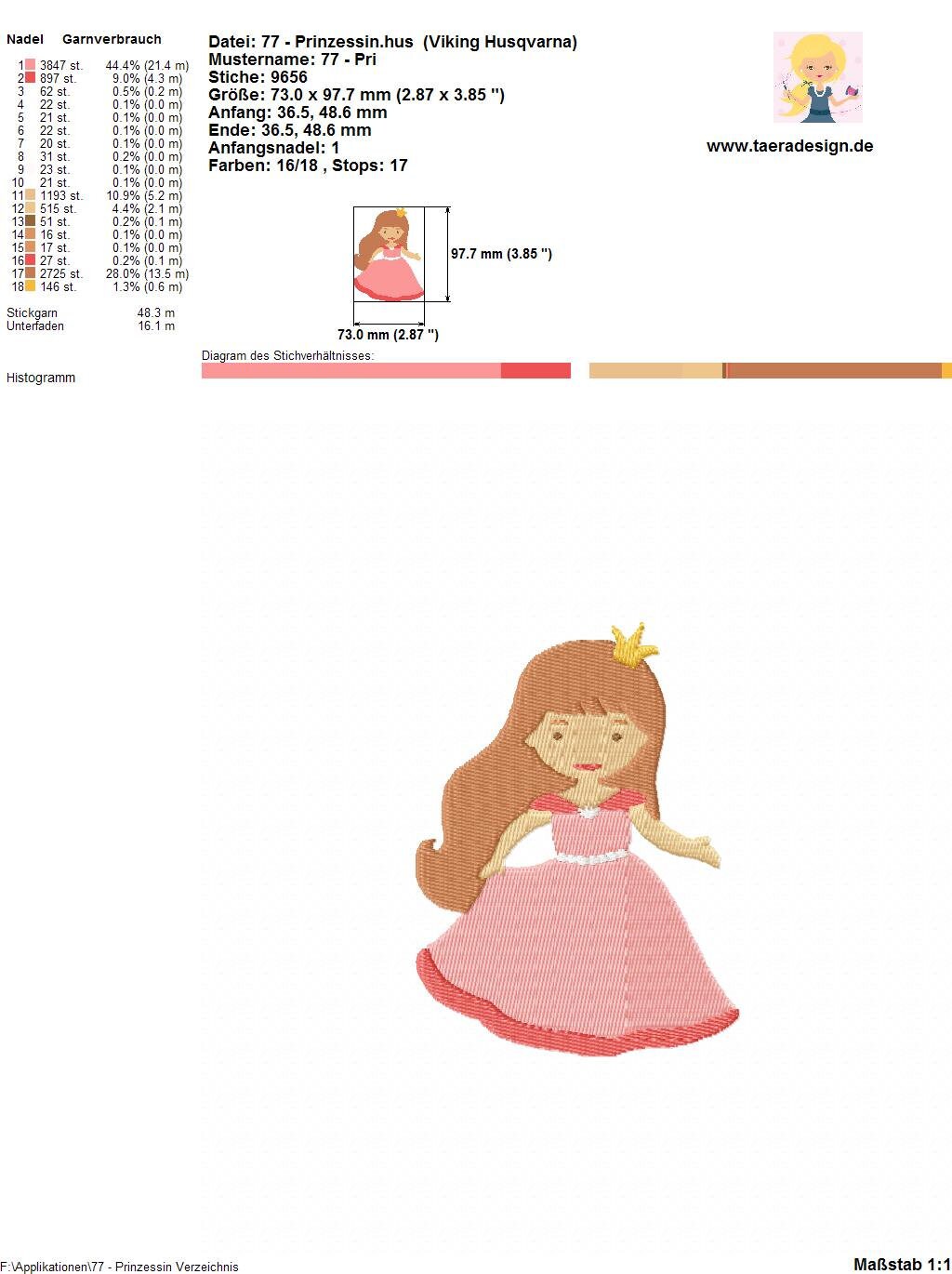 Stickdatei Prinzessin Nr. 77