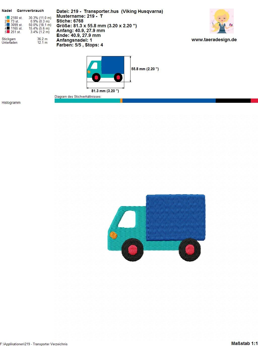 Stickdatei Transporter Nr. 219