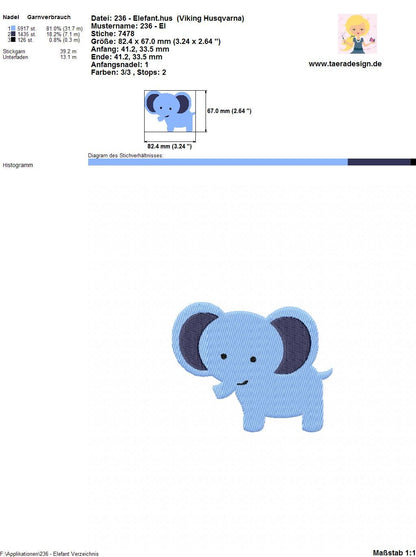Stickdatei Elefant Nr. 236