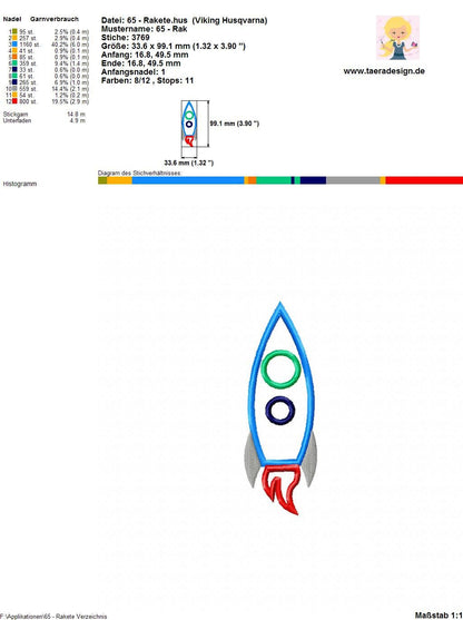 Stickdatei Rakete Nr. 65