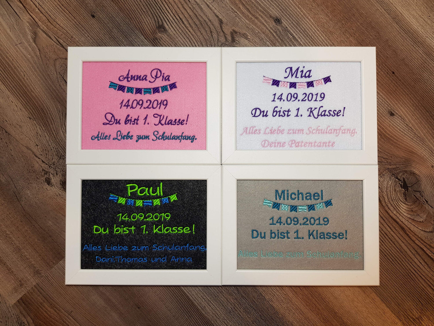 Geschenk Einschulung - 1. Klasse - erster Schultag - mit Name personalisiert - Bilderrahmen 16x21 cm inkl.