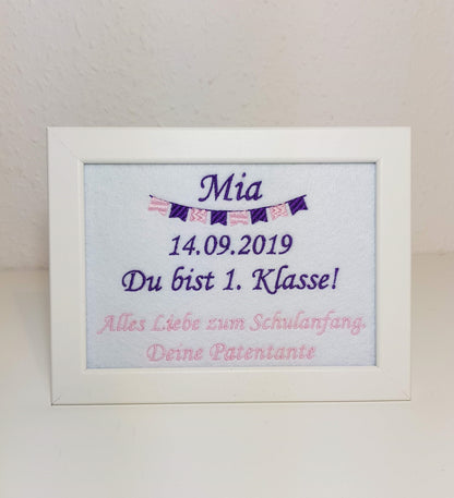 Geschenk Einschulung - 1. Klasse - erster Schultag - mit Name personalisiert - Bilderrahmen 16x21 cm inkl.