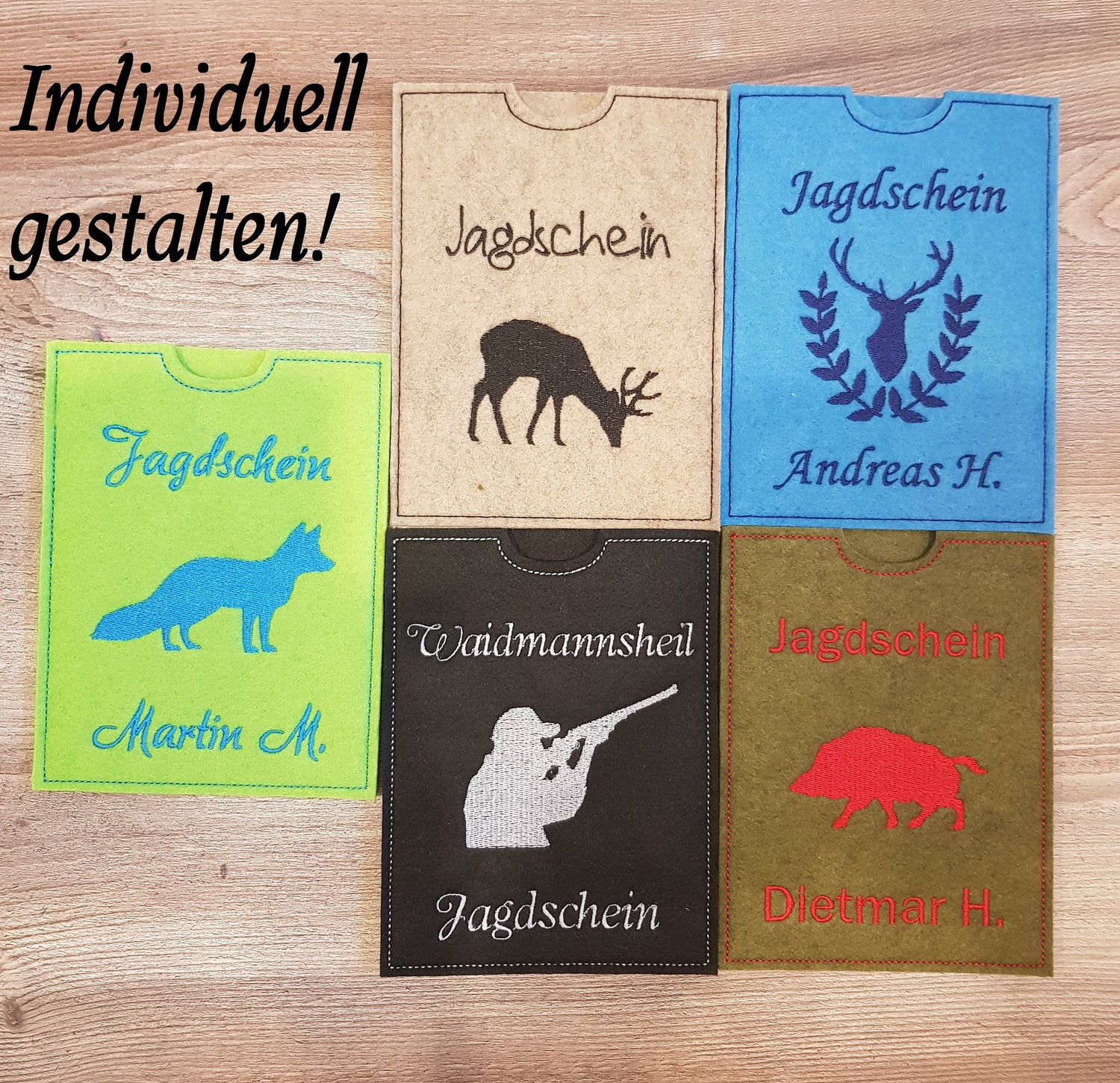 Jagdscheinhülle individuell gestalten Jäger Etui Waffenschein
