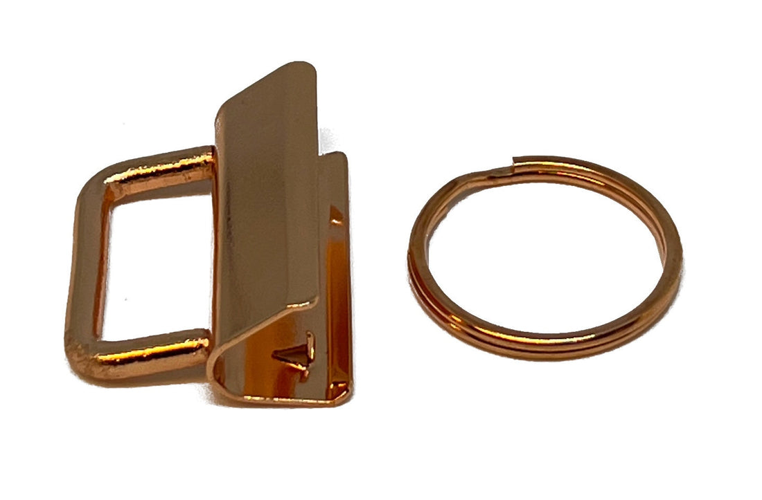 Klemmschließe mit Schlüsselring 3cm Roseoptik