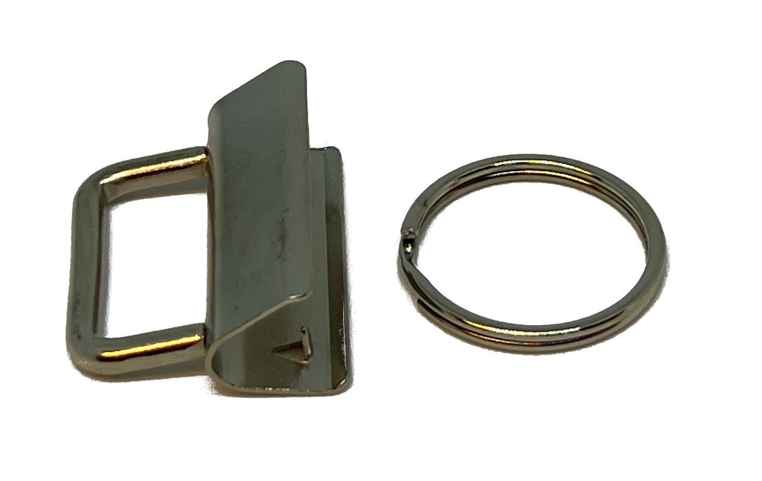 Klemmschließe 10 Stück mit Schlüsselring 3cm Silberoptik